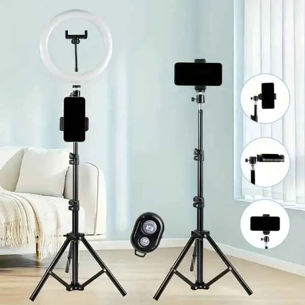 Camera Selfie Ring Light Kit with Tripod Stand and Dual Phone Holders