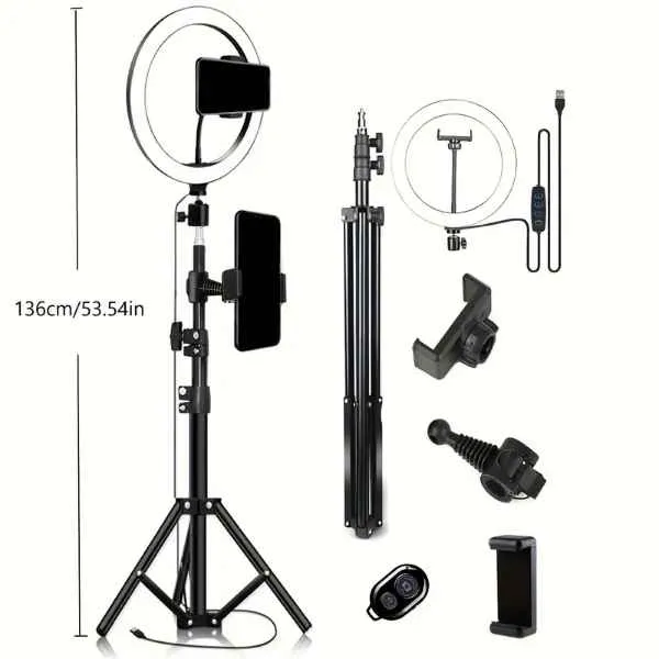 Camera Selfie Ring Light Kit with Tripod Stand and Dual Phone Holders