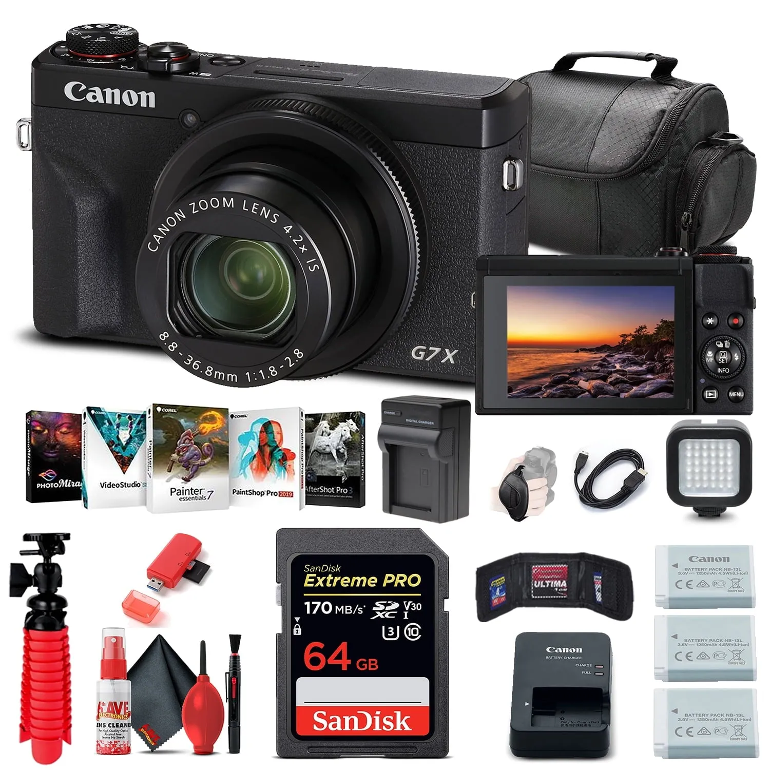 Canon PowerShot G7 X Mark III Digital Camera (3637C001)   64GB Card Pro Bundle