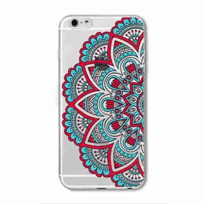 Case For iPhone 6 6S Plus 5 5S SE 6Plus Transparent Cases Floral Paisley Flower Mandala Henna Silicone Soft Phone Cover