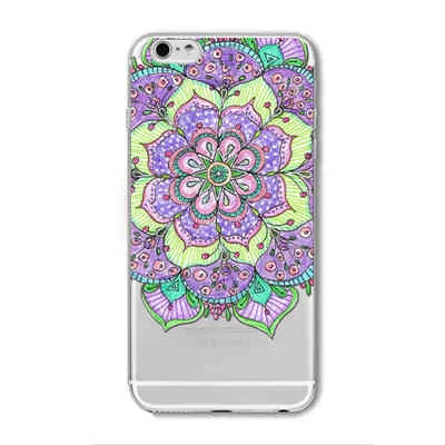 Case For iPhone 6 6S Plus 5 5S SE 6Plus Transparent Cases Floral Paisley Flower Mandala Henna Silicone Soft Phone Cover