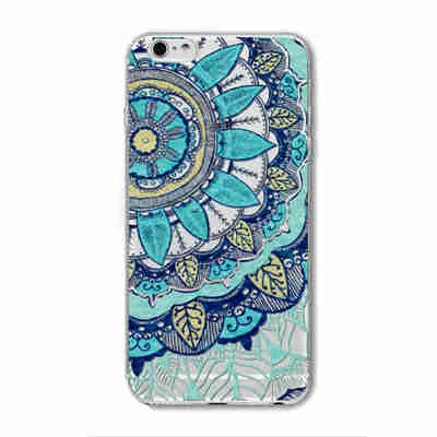 Case For iPhone 6 6S Plus 5 5S SE 6Plus Transparent Cases Floral Paisley Flower Mandala Henna Silicone Soft Phone Cover