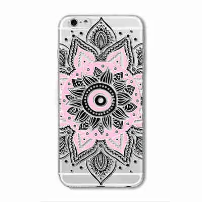 Case For iPhone 6 6S Plus 5 5S SE 6Plus Transparent Cases Floral Paisley Flower Mandala Henna Silicone Soft Phone Cover