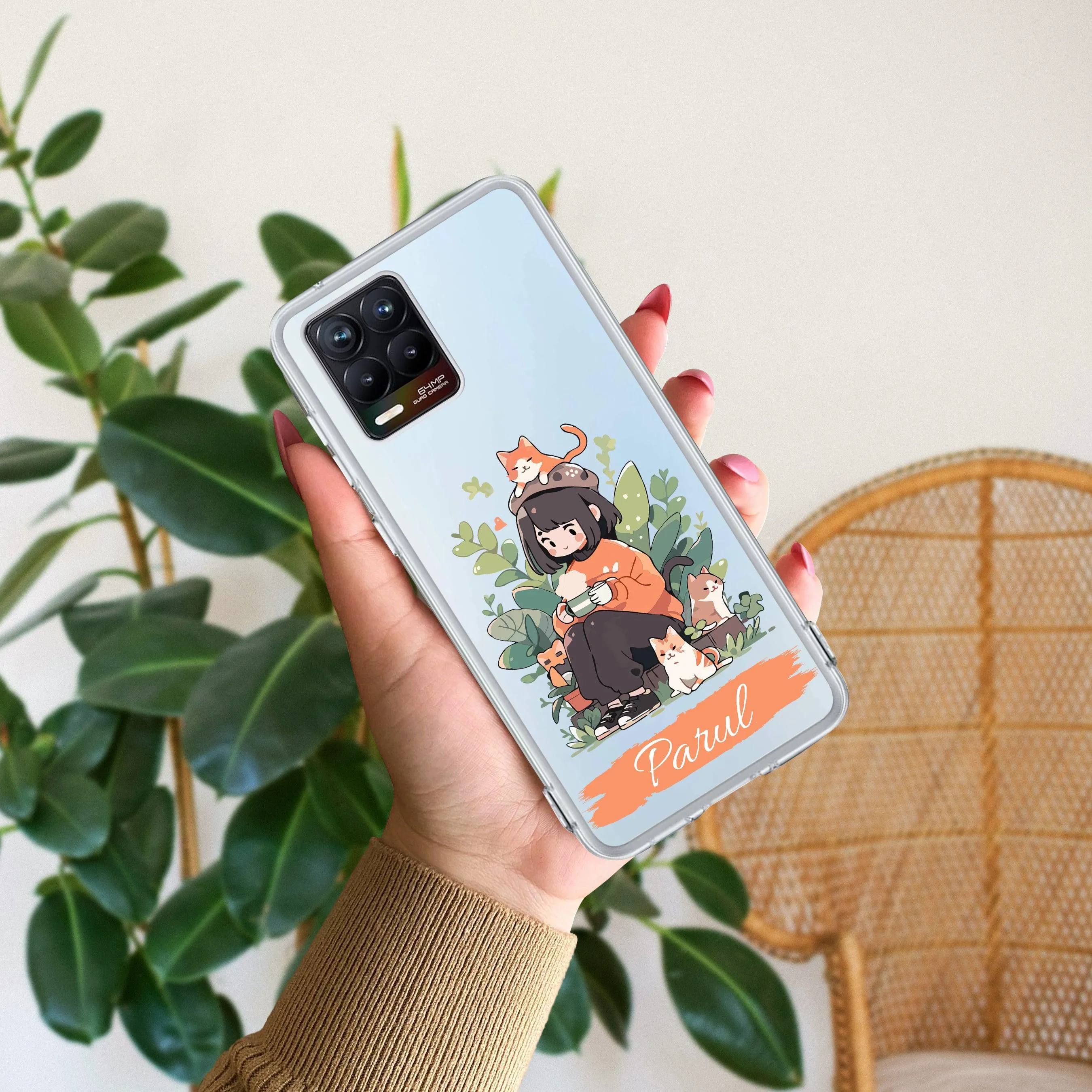 Cat Lover Customize Transparent Silicon Case For Realme/Narzo