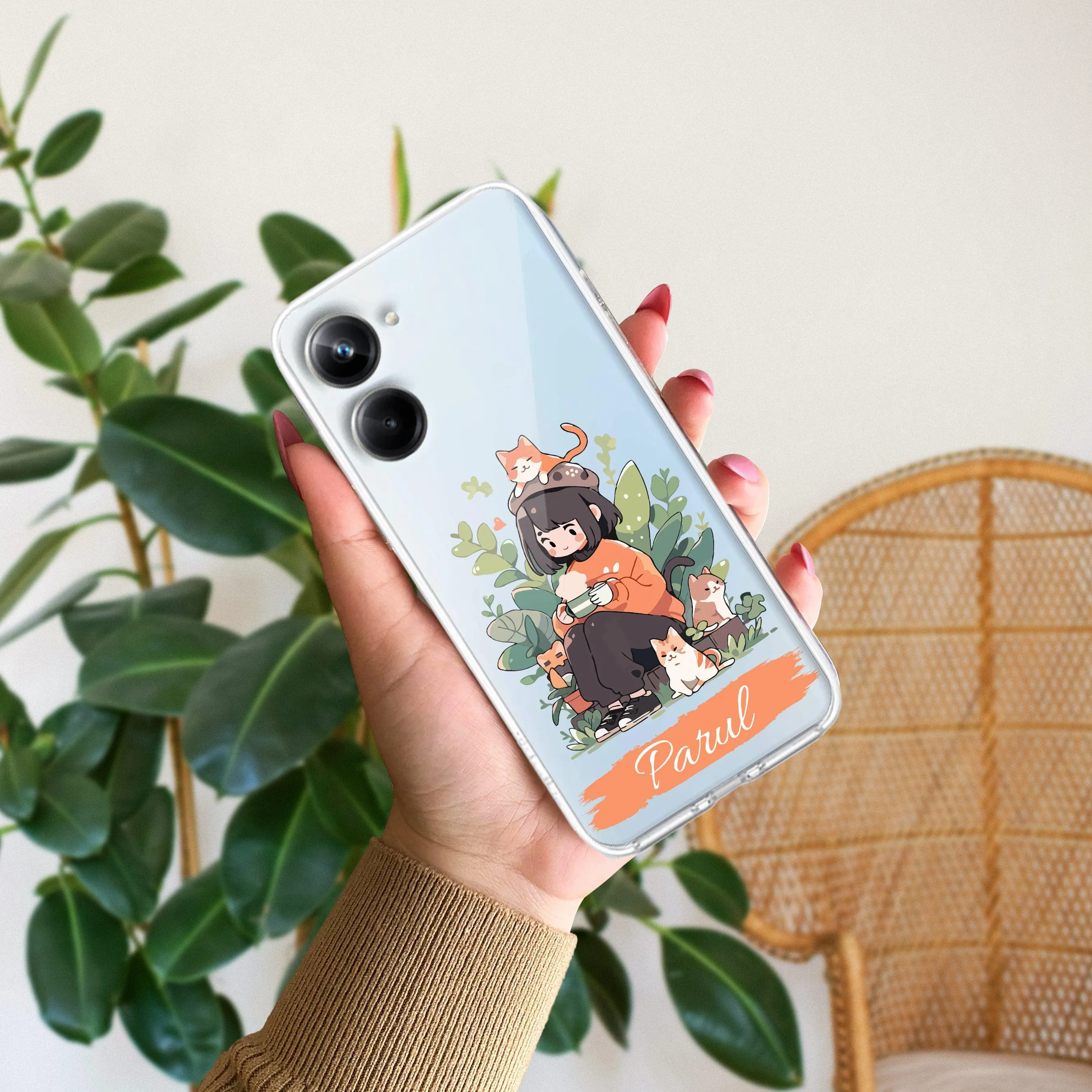 Cat Lover Customize Transparent Silicon Case For Realme/Narzo