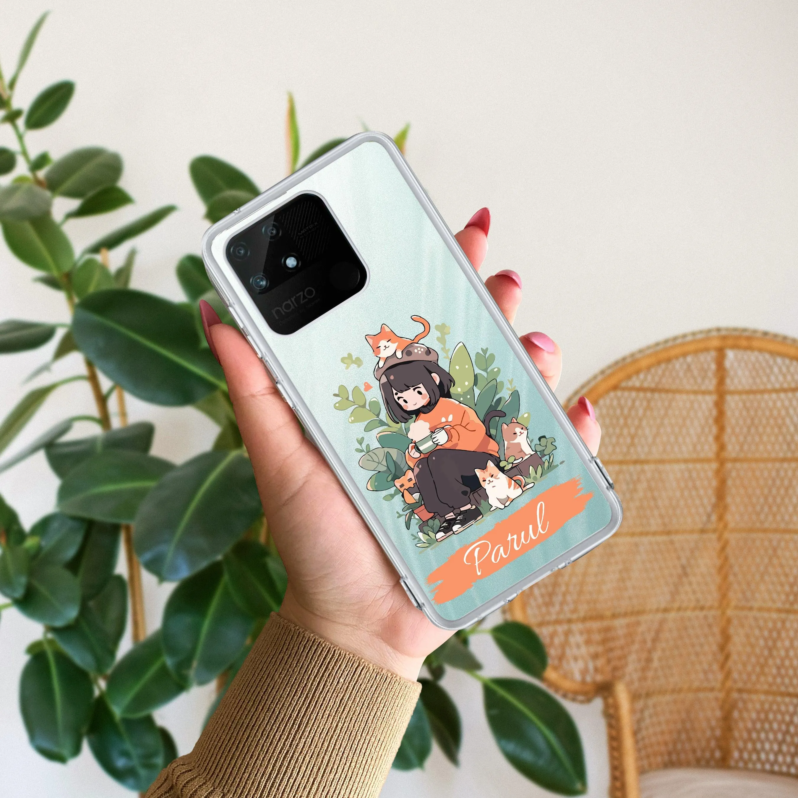 Cat Lover Customize Transparent Silicon Case For Realme/Narzo