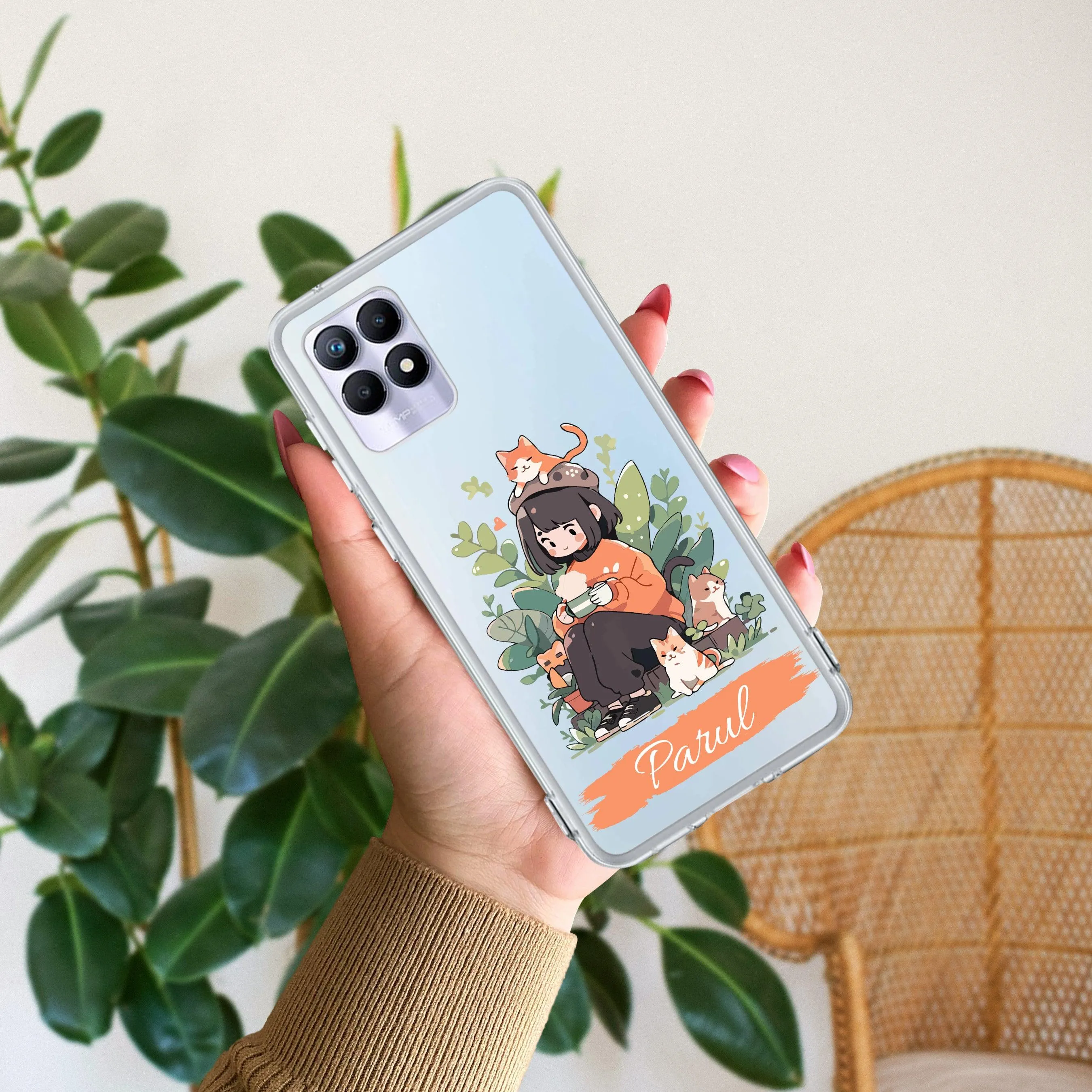 Cat Lover Customize Transparent Silicon Case For Realme/Narzo