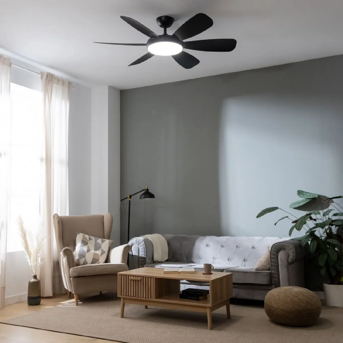 Ceiling Fan with Light Cecotec EnergySilence Aero 5200 Black 55 W 32 W