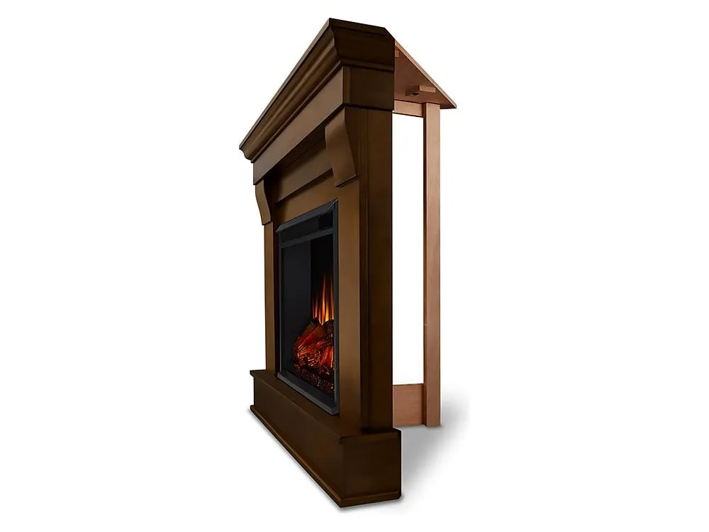 Chateau Corner Electric Fireplace Mantel Package in Espresso