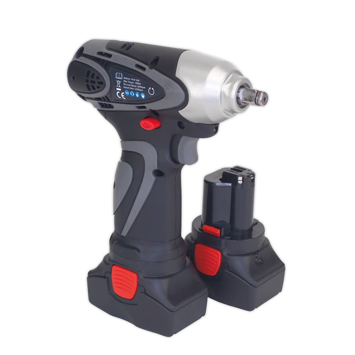 Cordless Impact Wrench 3/8"Sq Drive 140Nm 14.4V 2Ah Lithium-ion - 2 Batteries 40min Charger