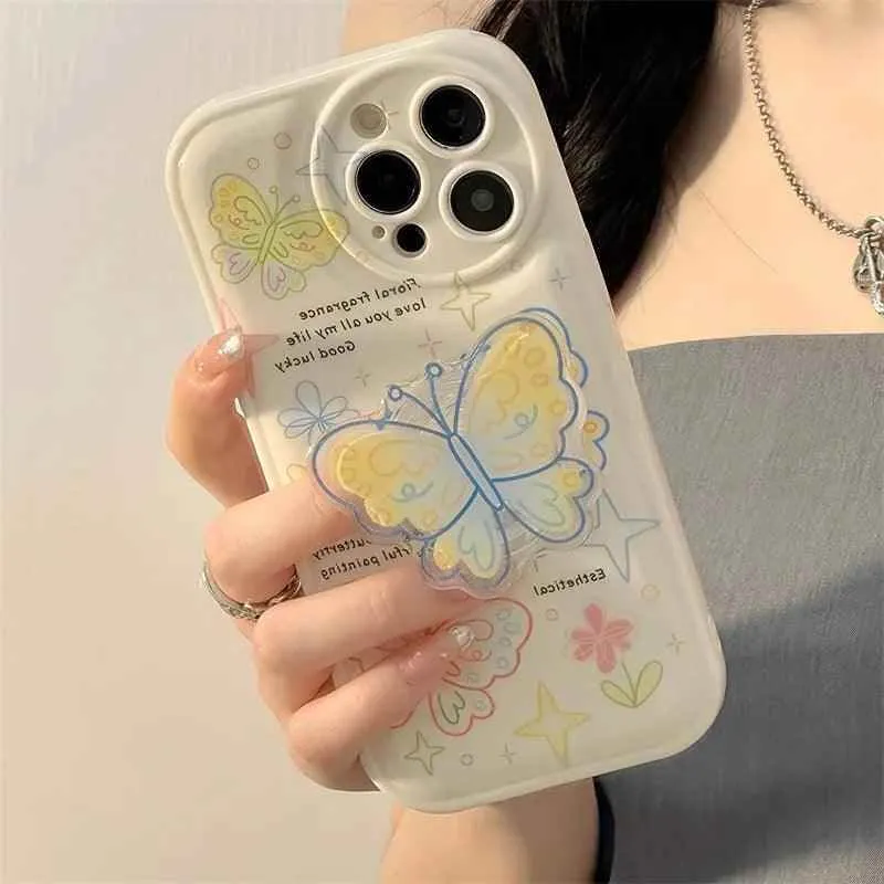 Cute Retro Butterfly Cartoon Phone Cases for iPhone 14, 13, 12, 11 Pro Max, XR, XS Max, 7, 8, and 14 Plus