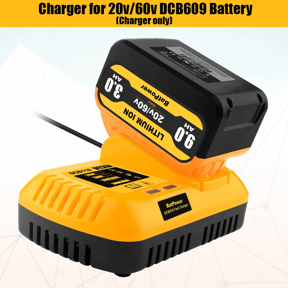 DCB118 8A 20v/60v Fast Charger Replacement for Dewalt 20v/60v Battery Fast Charger DCB118 DCB1112 Compatible with Dewalt 20v 60v Max 12Ah 9Ah 8Ah 6Ah 5Ah 4Ah Battery Rapid Charger DCB118