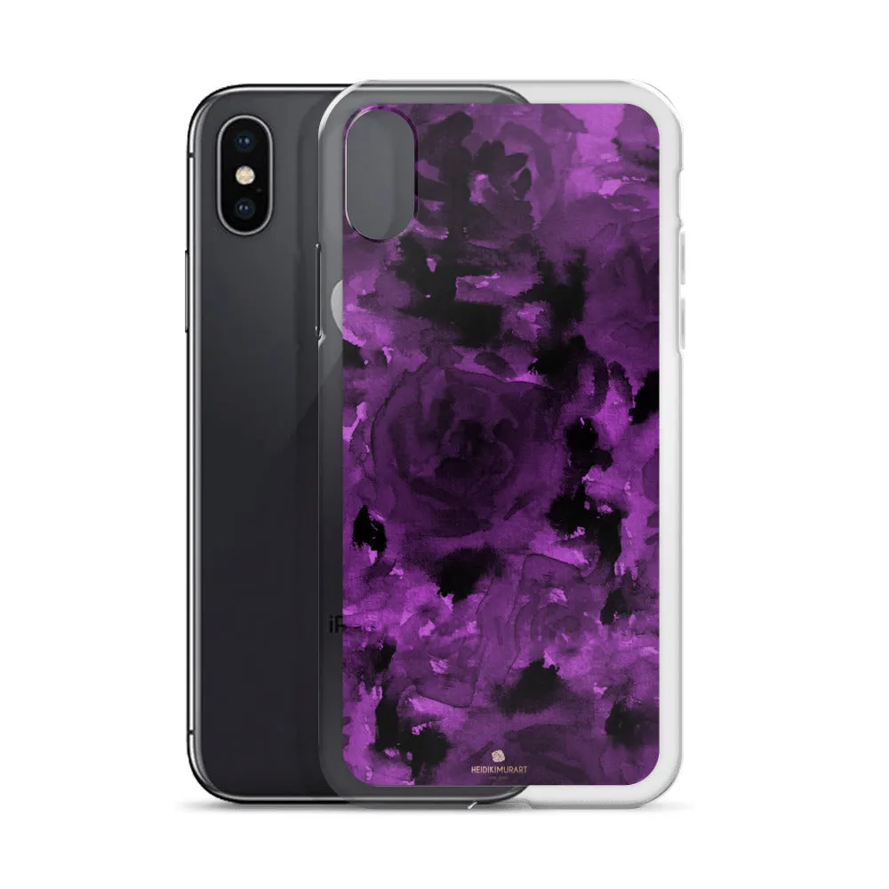 Deep Royal Floral iPhone Case, Purple Rose iPhone X | XS | XR | XS Max | 8 Case-Printed in USA