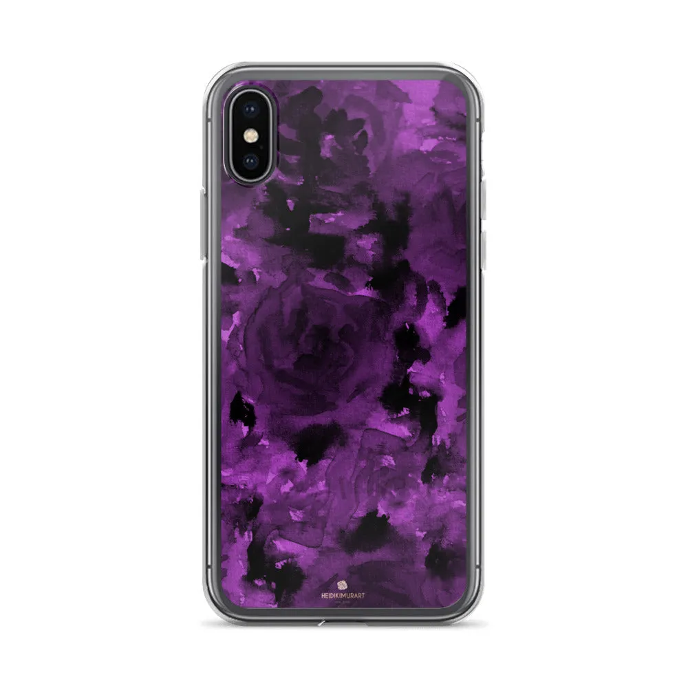 Deep Royal Floral iPhone Case, Purple Rose iPhone X | XS | XR | XS Max | 8 Case-Printed in USA