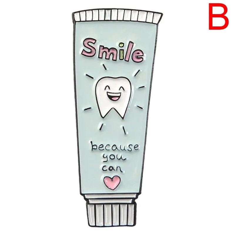 Dental Dentistry Cute Cartoon Metal Enamel Brooch