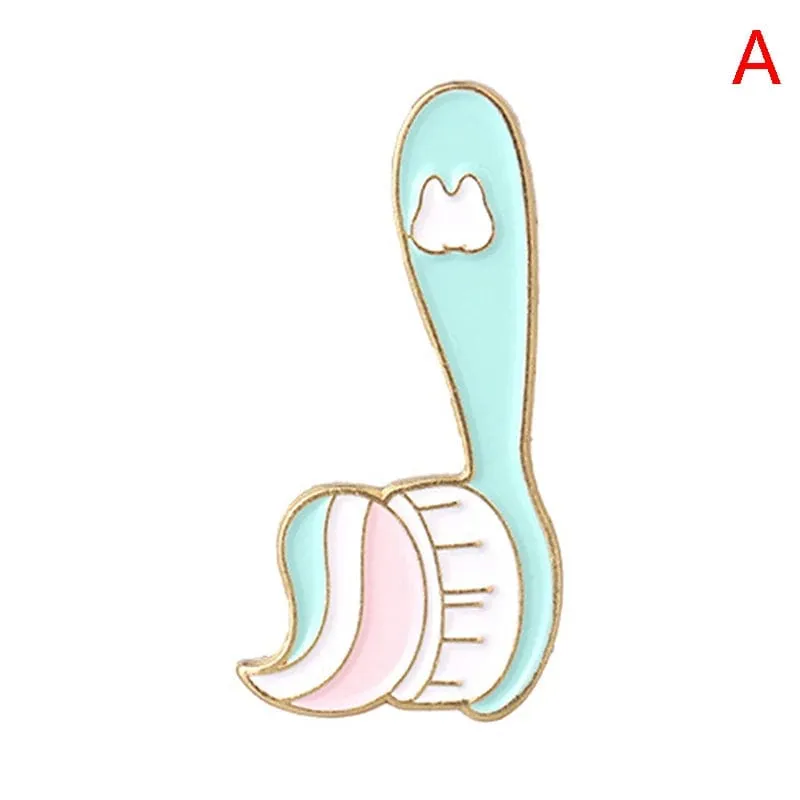 Dental Dentistry Cute Cartoon Metal Enamel Brooch