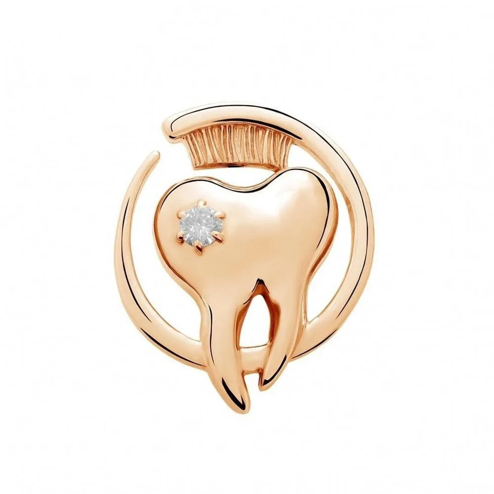 Dentist Tooth Crystal Brooch Pins Caring Teeth Toothbrush Lapel Badge Jewelry