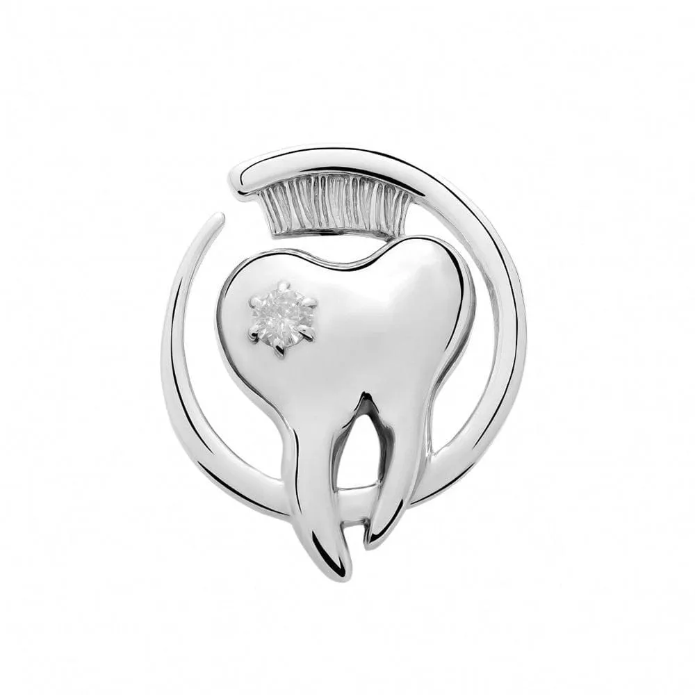 Dentist Tooth Crystal Brooch Pins Caring Teeth Toothbrush Lapel Badge Jewelry