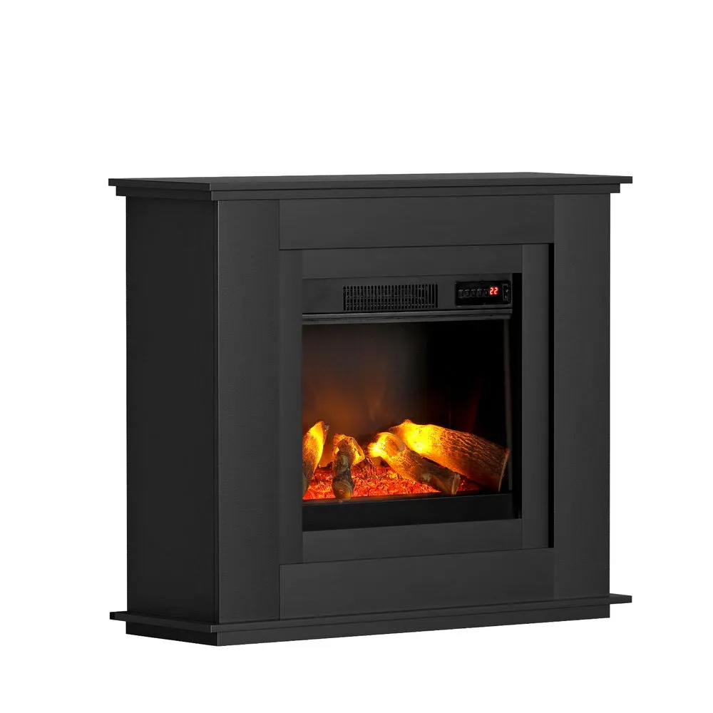 Devanti 2000W Electric Fireplace Mantle Portable Fire Log Wood Heater 3D Flame Effect Black