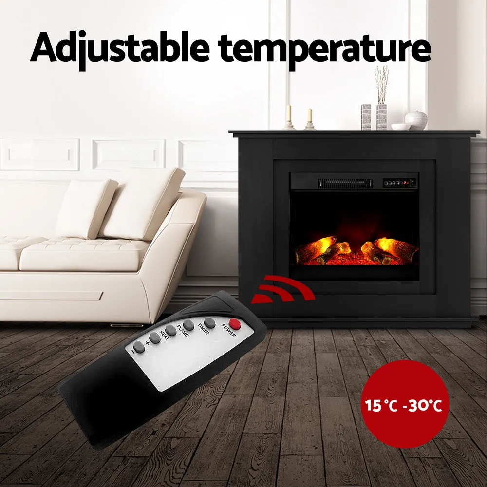 Devanti 2000W Electric Fireplace Mantle Portable Fire Log Wood Heater 3D Flame Effect Black