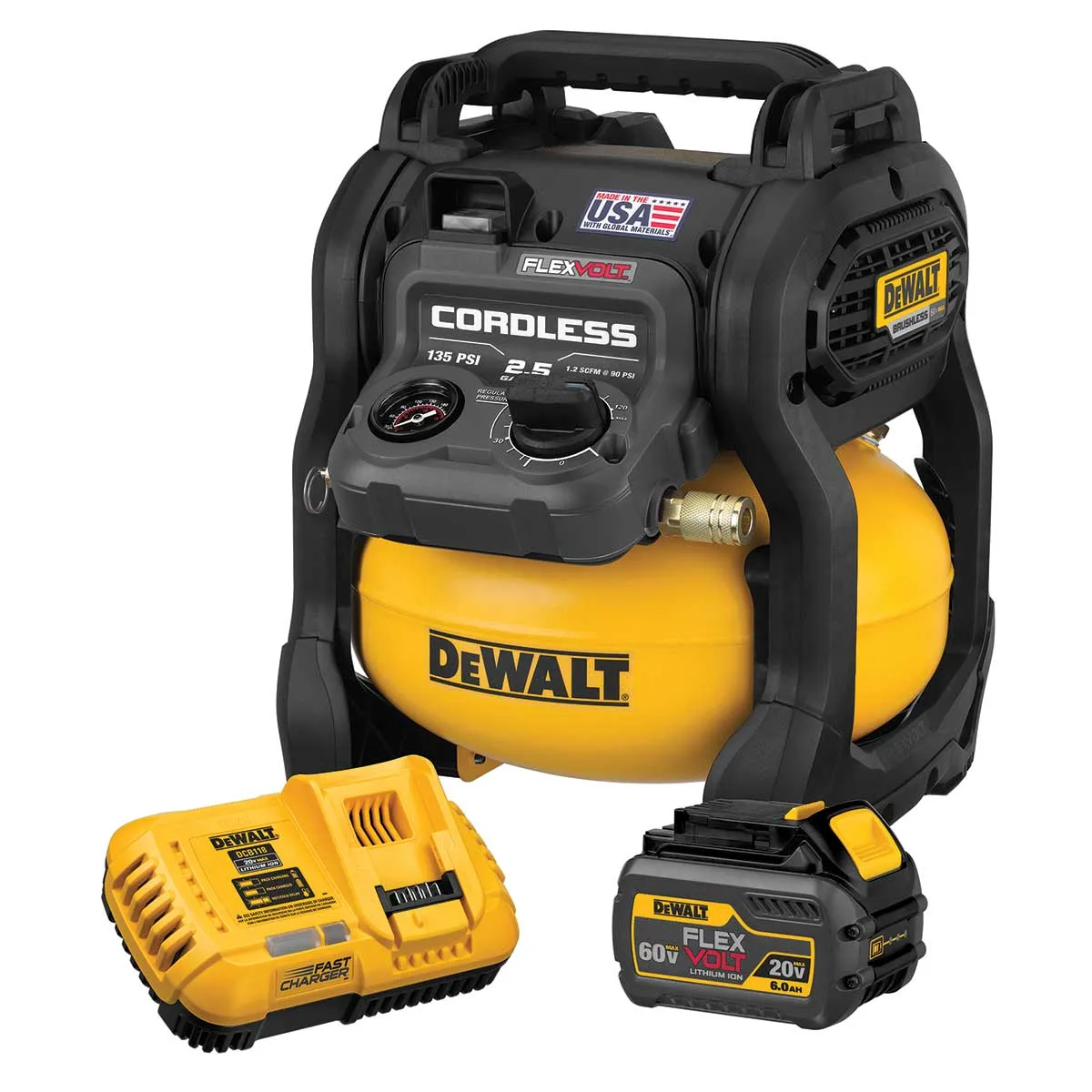 DeWalt 60V MAX* FLEXVOLT 2.5 Gallon Cordless Air Compressor Kit