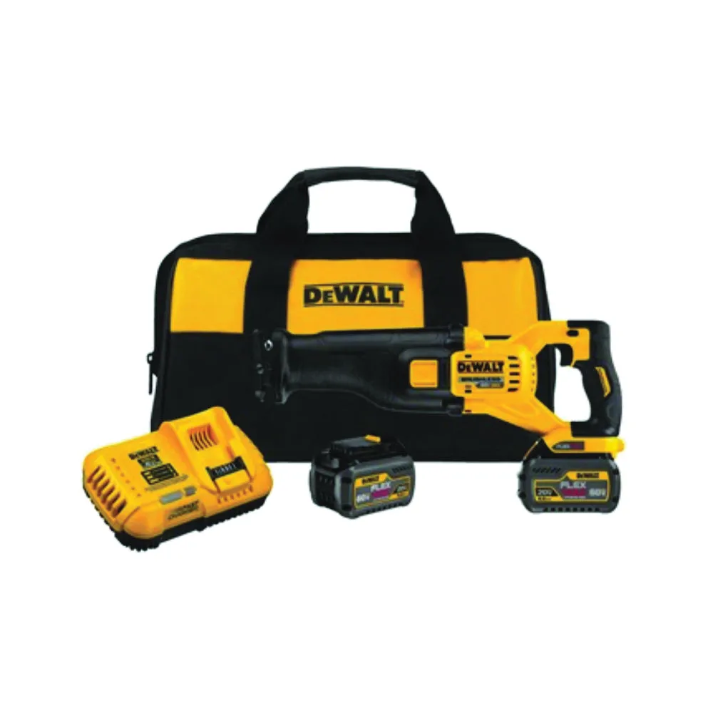 DeWALT DCS388T2 Reciprocating Saw Kit, Battery Included, 60 V, 6 Ah, 1-1/8 in L Stroke, 0 to 3000 spm