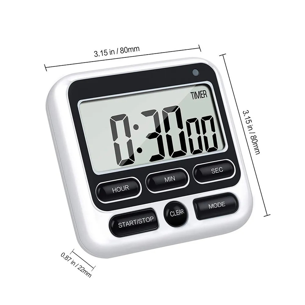 Digital Screen Kitchen Timer Large Display Digital Timer Square Cooking Count Up Countdown Alarm Clock Sleep Stopwatch Clock