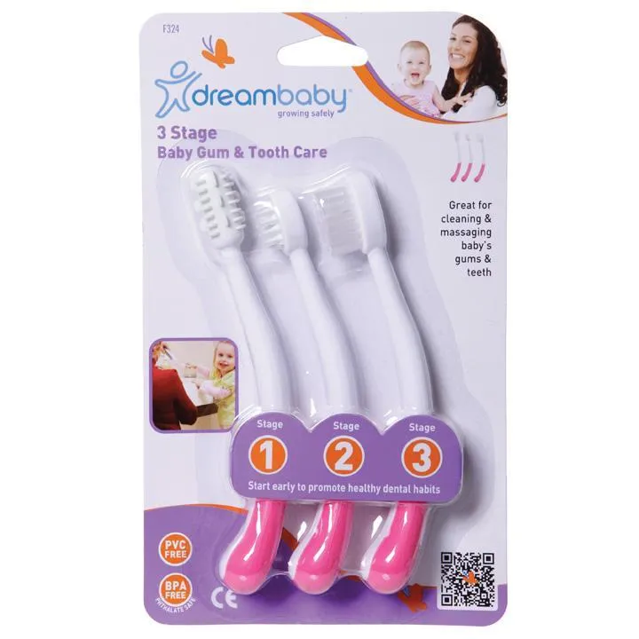 Dreambaby Toothbrush Set 3 Stage - Pink DB00324