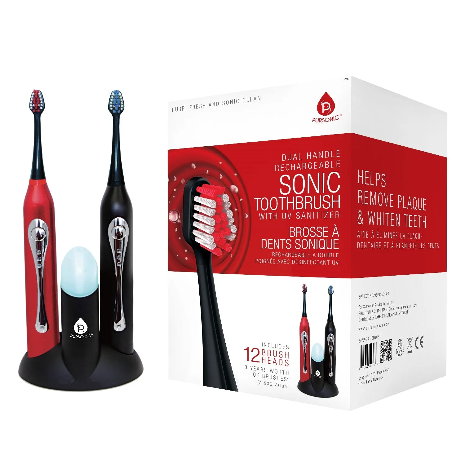 Dual Handle Sonic Toothbrush with UV Sanitizer