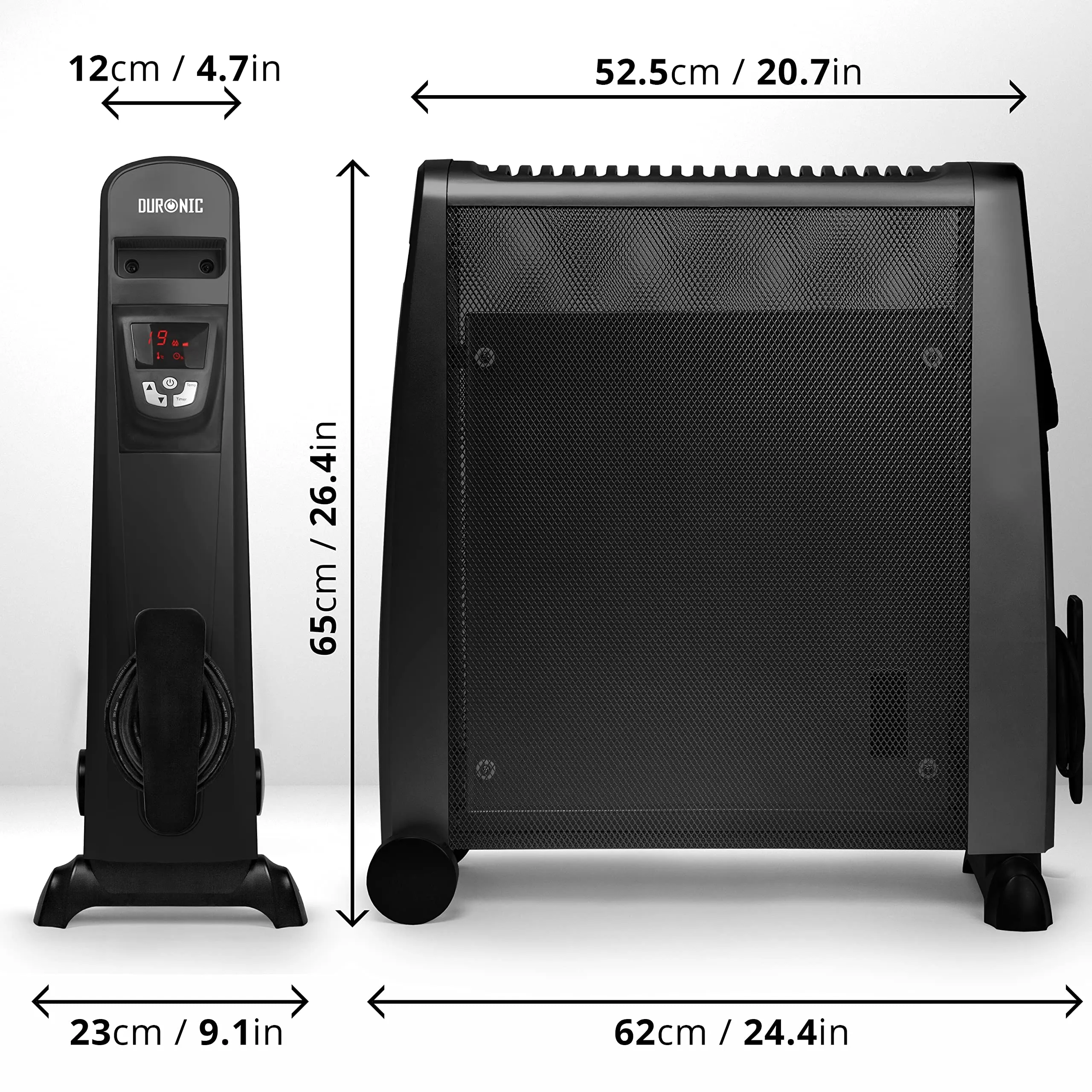 Duronic Electric Heater HV102 Oil Free Convection Heaters, Micathermic Panel Heaters with Remote, Portable Mica Panel Heater for Heating up Homes, Bedrooms, Offices & Garage Spaces