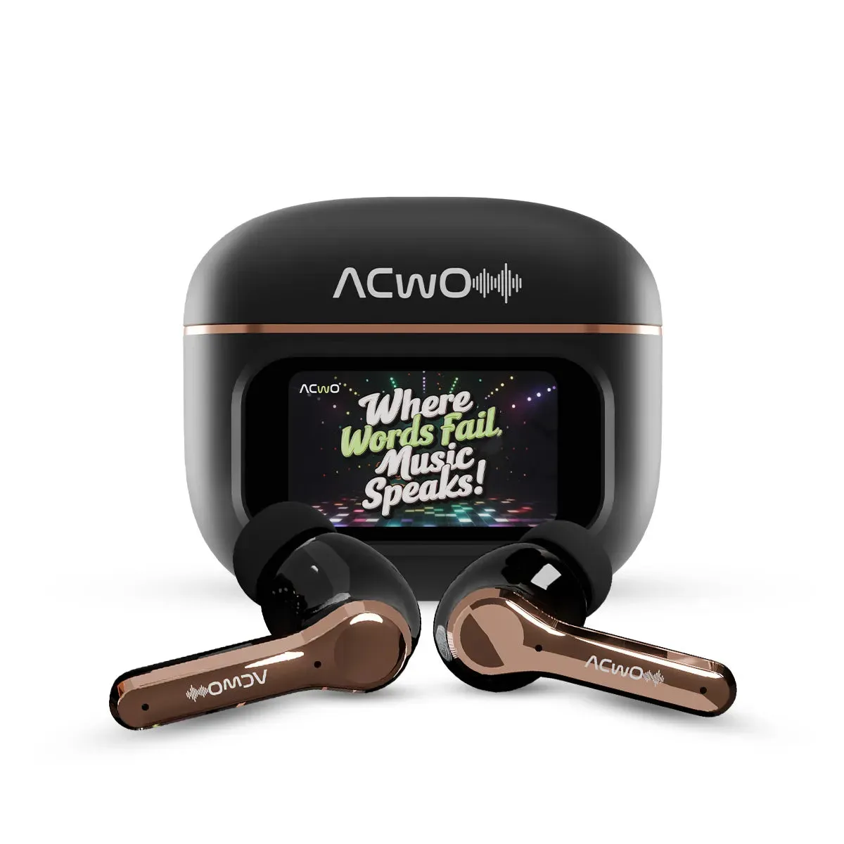 DwOTS Touch: Smart Touch Screen Display Black TWS Earbuds