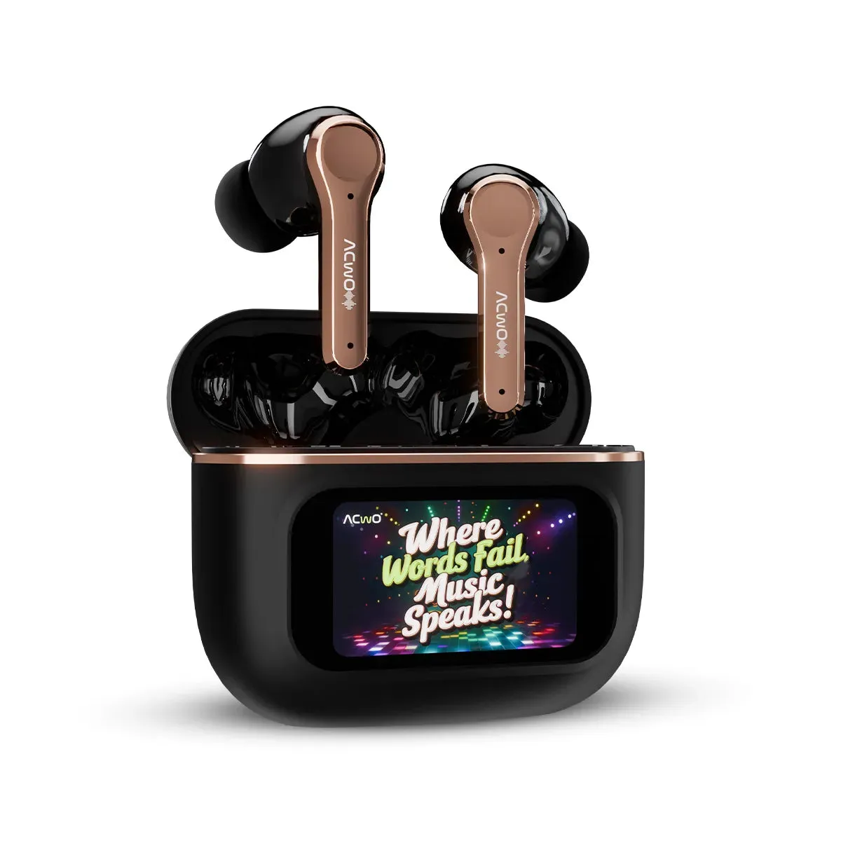 DwOTS Touch: Smart Touch Screen Display Black TWS Earbuds