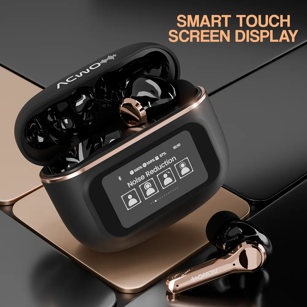 DwOTS Touch: Smart Touch Screen Display Black TWS Earbuds