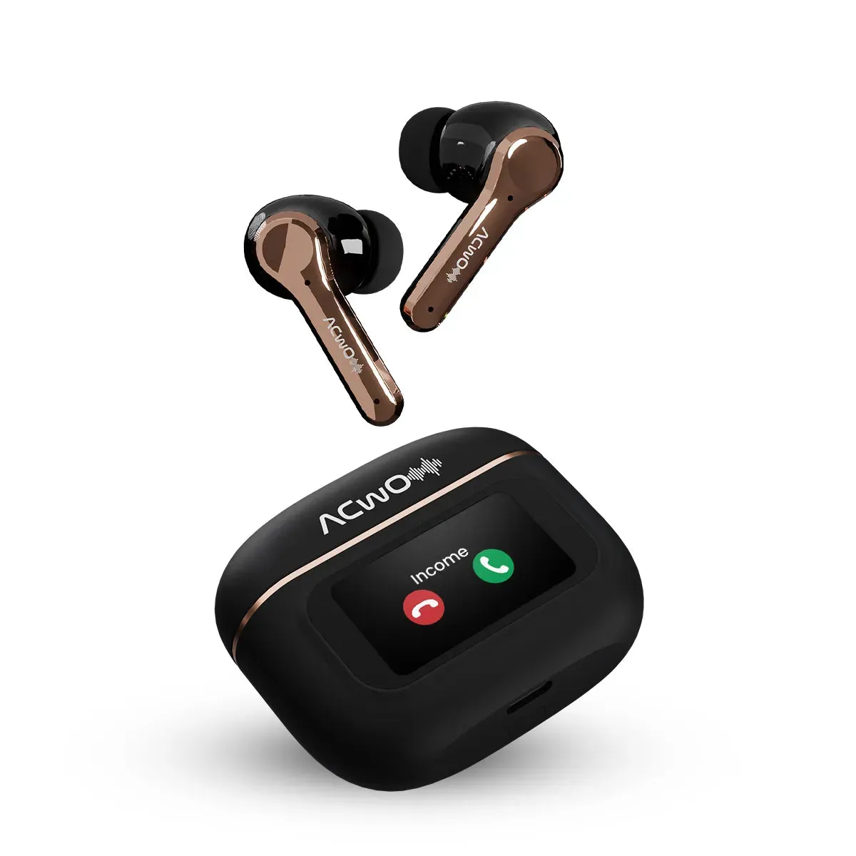 DwOTS Touch: Smart Touch Screen Display Black TWS Earbuds