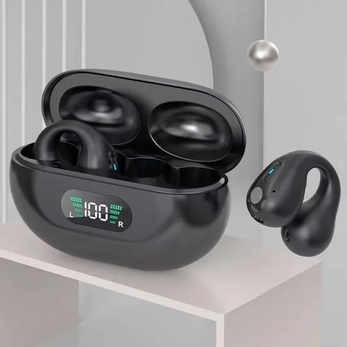 Ear Clip Bluetooth 5.3 Touch Wireless Earphone In-Ear Bass HIFI Sports with Bone Conduction