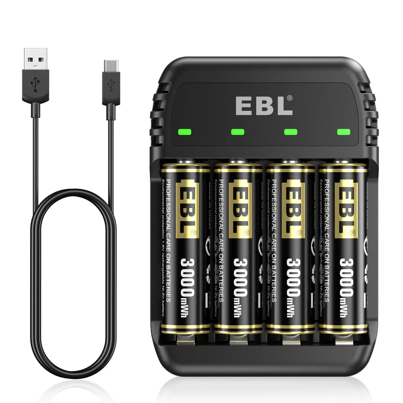 EBL 4 Bay Ni-Zn/Ni-MH Battery Charger With Rechargeable AA Ni-Zn Batteries