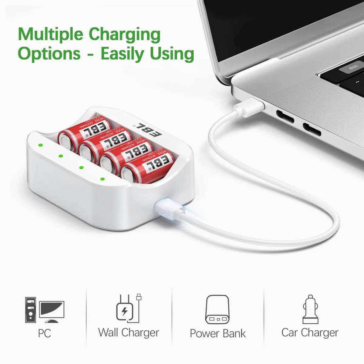 EBL 8 Packs CR2 Rechargeable Batteries with C668 Battery Charger