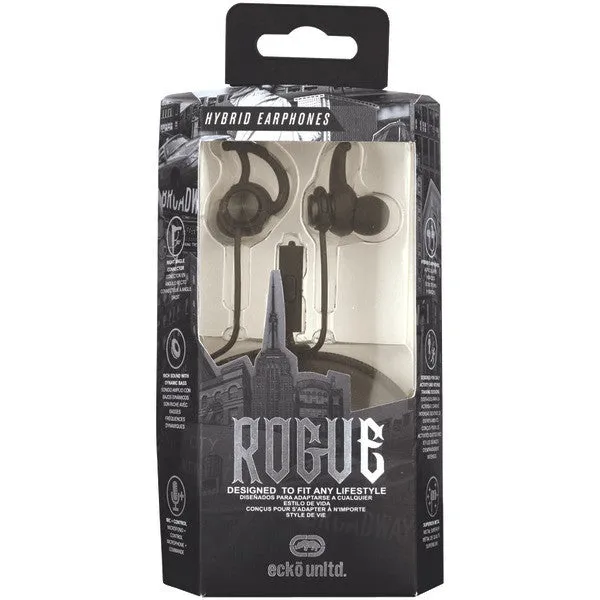 ECKO UNLIMITED EKU-ROG-BK Rogue Hybrid Earbuds with Microphone (Black)