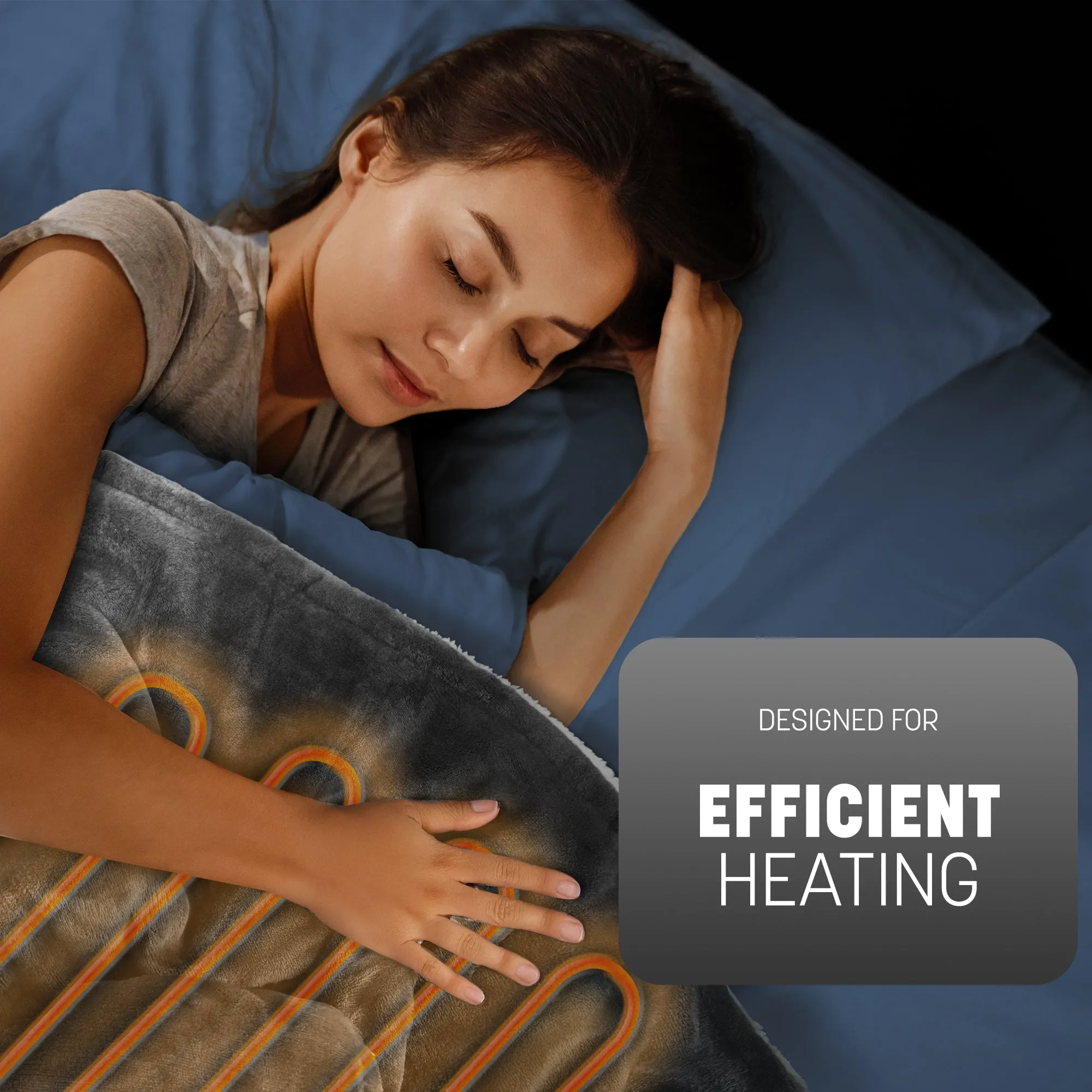 Electric Heated Throw Blanket - Machine Washable Fleece Wool Duvet, 9 Heat Settings & Timer