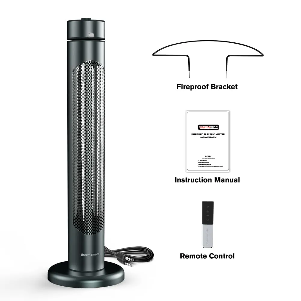 Electric Outdoor/Indoor Patio Heater - 1500W 8 Heating Levels & Timer