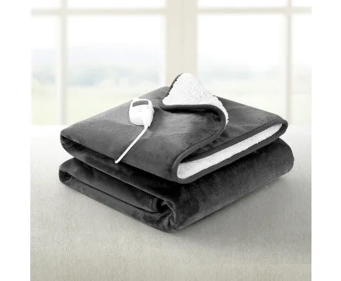 Electric Throw Rug Heated Blanket Washable Snuggle Flannel Winter Grey