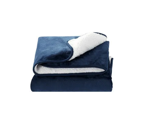 Electric Throw Rug Heated Blanket Washable Snuggle Flannel Winter Navy