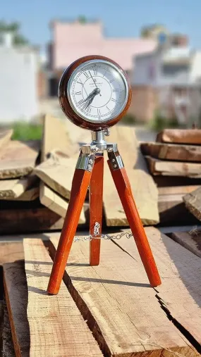 Elisa Handicraft Store Wooden Tripod Clock Aluminium Hardwood Stand Analogue Tripod Small Occasional