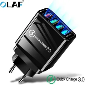 EU/US Plug USB Charger 3A Quik Charge 3.0 Mobile Phone Charger For iPhone 11 Samsung Xiaomi 4 Port 48W Fast Wall Chargers