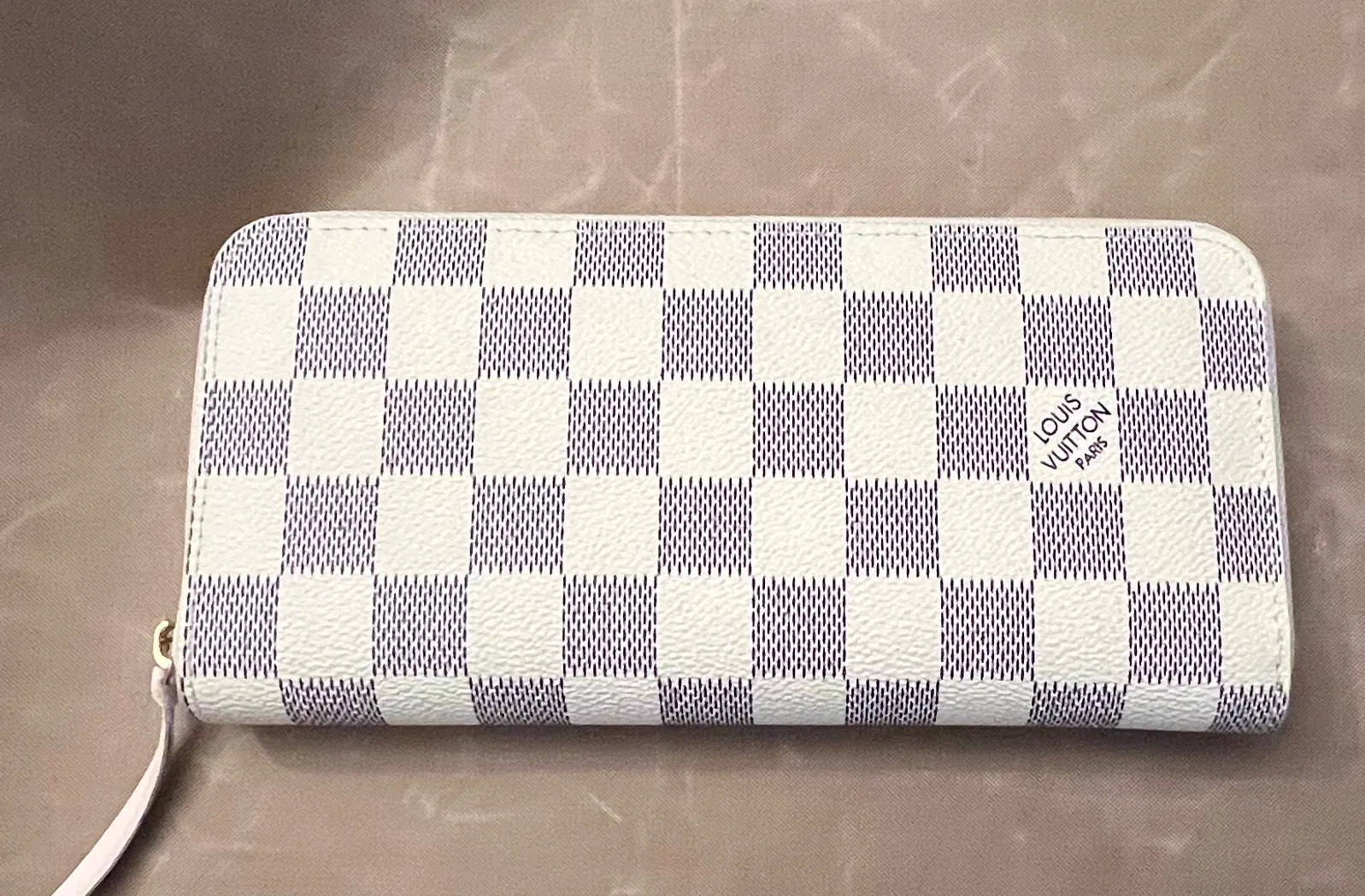 Fashion Wallet card holder organizer white Grey checks