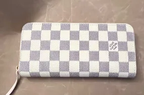 Fashion Wallet card holder organizer white Grey checks