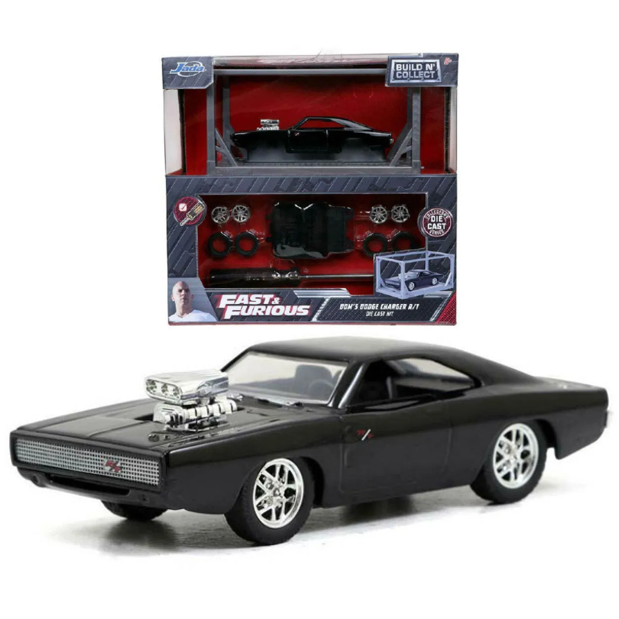 Fast and Furious - Dom's 1970 Dodge Charger 1:55 Scale Diecast Model Kit