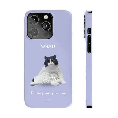 Funny Cat-Themed Slim Case for iPhone 14 - Purple