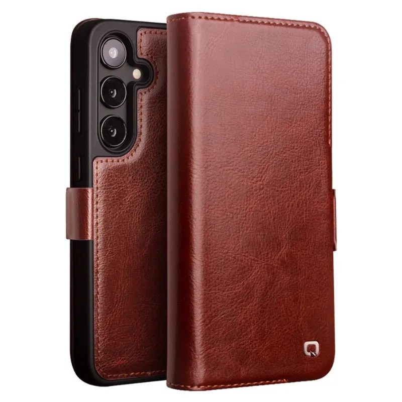 Genuine Real Leather Flip Wallet Phone Case With Card Slot For Samsung Galaxy S24 S23