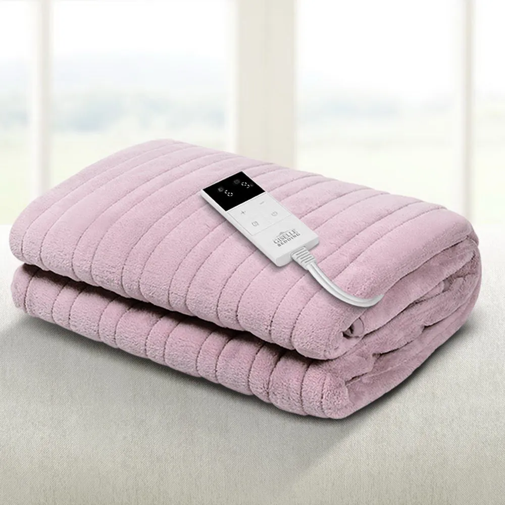 Giselle Bedding Heated Electric Throw Rug Fleece Sunggle Blanket Washable Pink